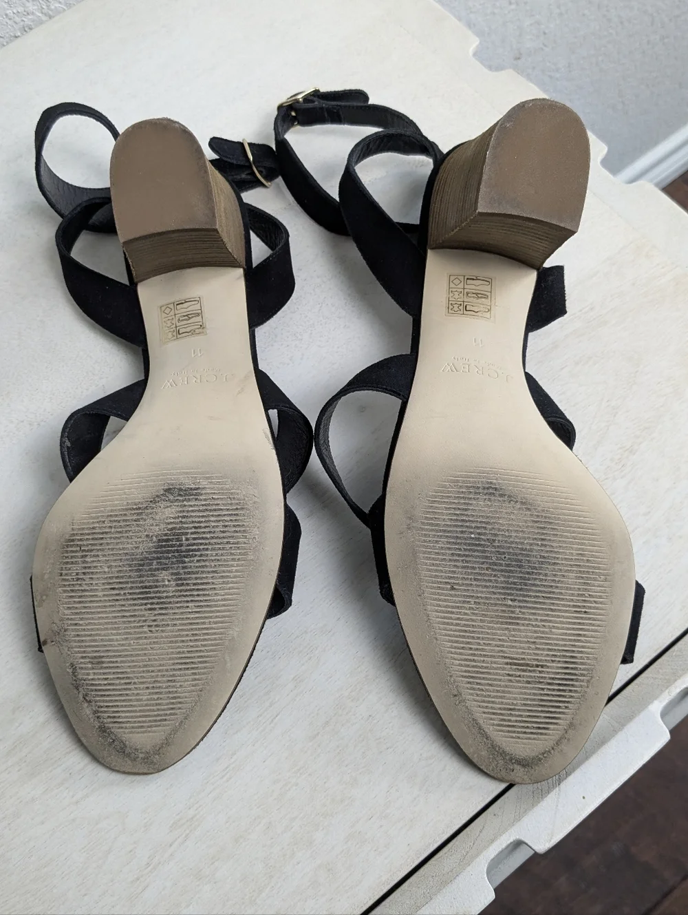 J. Crew Suede Sandal Heels Size 11 Stacked Wood Heel 3.5